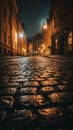 Silent Drama: Cobbled Streets Echo Emptiness Royalty Free Stock Photo