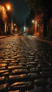 Silent Drama: Cobbled Streets Echo Emptiness Royalty Free Stock Photo
