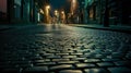 Silent Drama: Cobbled Streets Echo Emptiness Royalty Free Stock Photo