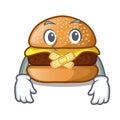Silent hamburger with the cartoon cheese toping