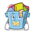 Silent laundry basket character cartoon Royalty Free Stock Photo