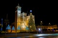 Giant Christmas Tree in front of the Catholic church in the village of Birzebbuga, Malta