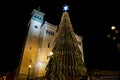 Giant Christmas Tree in front of the Catholic church in the village of Birzebbuga, Malta