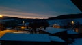 Silent night snow orange roof Royalty Free Stock Photo