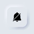Silent notification icon. Alarm off icon. No notification symbol. Neumorphic UI UX white user interface web button. Neumorphism.