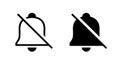 Silent notification icon vector. Crossed out bell sign symbol. No notifications concept