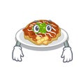 Silent okonomiyaki is served on cartoon plate