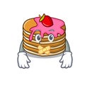 Silent pancake with strawberry mascot cartoon