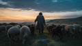 Silent Passage: A Shepherd\'s Journey at Dusk