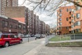 A Silent and Peacefool Neighborhood in Bronx, New York City, USA. . Empty Street With Parked Vehicles