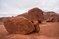 Silent place in Monument Valley, view on red-sand rocks. Peaceful moment off the trails without people Royalty Free Stock Photo