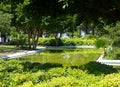 Silent pond in a green park in Antalya, Turkey Royalty Free Stock Photo