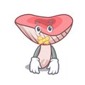 Silent russule mushroom mascot cartoon