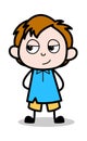 Silent Smile - School Boy Cartoon Character Vector Illustration Royalty Free Stock Photo