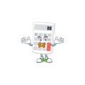 Silent white calculator cartoon character with mascot Royalty Free Stock Photo