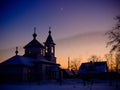 Silent winter nights in village