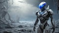 silent witness, a halo-inspired robot in an alien landscape. AI generated