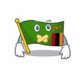 Silent zambia character flag in drawer mascot