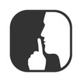 Head human silhouette with finger on lips