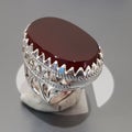 Siler Ring with original stone yaqoot Royalty Free Stock Photo