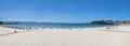 Wide Panoramic view of Silgar beach, Sanxenxo on summertime. High