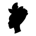 Silhoettes of african american women in a head wrap. Beautiful black girls profile