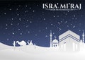 Silhouet isra` mi`raj with kaaba and mosque Royalty Free Stock Photo