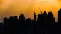 Silhouete city with construction site for background. Royalty Free Stock Photo