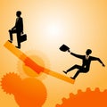 Silhouete of the man rising by clockwise and another man falling fro Royalty Free Stock Photo