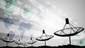 Silhouete of satellite dish with graphic background Royalty Free Stock Photo