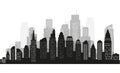 The silhouette of city with black color on white background in a flat style. Modern urban landscape. Royalty Free Stock Photo