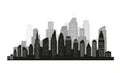 The silhouette of city with black color on white background in a flat style. Modern urban landscape. Royalty Free Stock Photo
