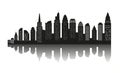 The silhouette of city with black color on white background in a flat style. Modern urban landscape. Royalty Free Stock Photo