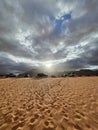 Silhouette above footprints Royalty Free Stock Photo