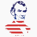 Silhouette of Abraham Lincoln From the Texture of the National Flag of the United States Royalty Free Stock Photo