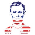 Silhouette of Abraham Lincoln From the Texture of the National Flag of the United States Royalty Free Stock Photo