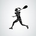 Squash player female creative abstract silhouette vector