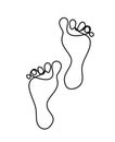 Silhouette of abstract footprint as line drawing