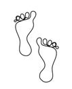 Silhouette of abstract footprint as line drawing