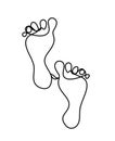 Silhouette of abstract footprint as line drawing