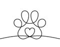 Silhouette of abstract paw as line drawing Royalty Free Stock Photo