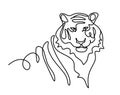 Silhouette of abstract tiger as line drawing