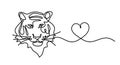 Silhouette of abstract tiger with heart