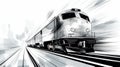 Intense Shading: Black And White Train Speed Illustration