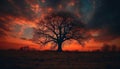 Silhouette of acacia tree at African sunset generated by AI Royalty Free Stock Photo