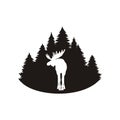 Silhouette of a large moose in front with large horns Royalty Free Stock Photo