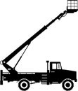 Silhouette of Aerial Work Platform Bucket Truck Icon in Flat Style. Vector Illustration