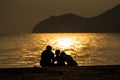 Silhouette of affectionate family