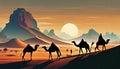 Silhouette Africa with camels