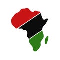 Silhouette of Africa continent in black, red, green colores. Happy Kwanzaa traditional african american ethnic holiday